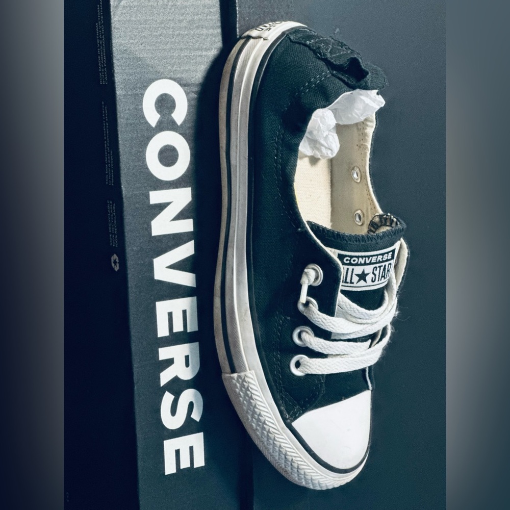 CT. Shoreline Slip converse shoes black and white .  Not longer using them.